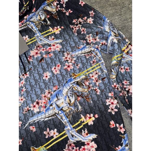 Dior x Sorayama Kim Jones Dinosaur Cherry Blossom Oblique Logo Hoodie M Medium - Picture 10 of 16